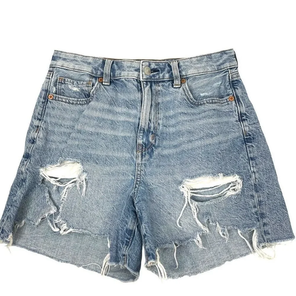 American‎ Eagle high rise cut off ripped baggy mom shorts Size 2